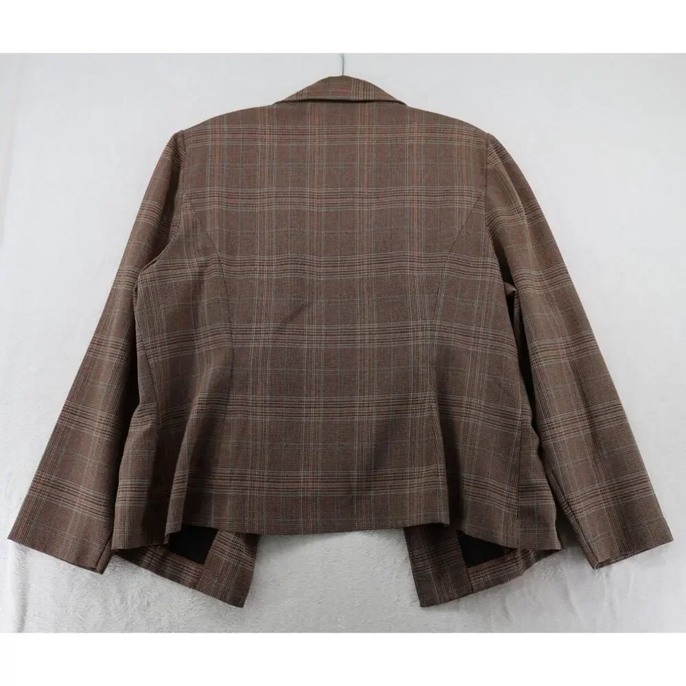 VTG Sag Harbor Glen Plaid Blazer Attached Vest 20W Power Suit 80s 90s